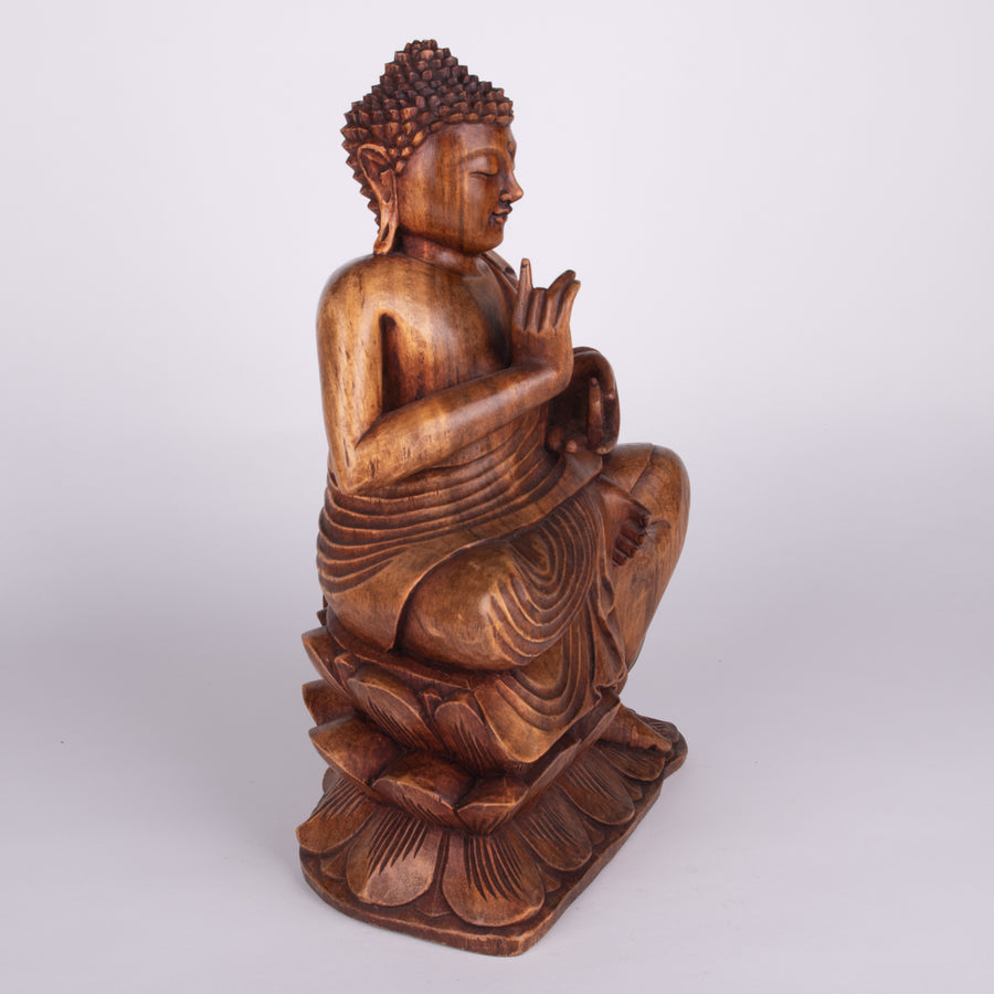 Carved Buddha on Lotus Flower Pedestal
