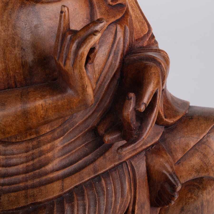 Carved Buddha on Lotus Flower Pedestal