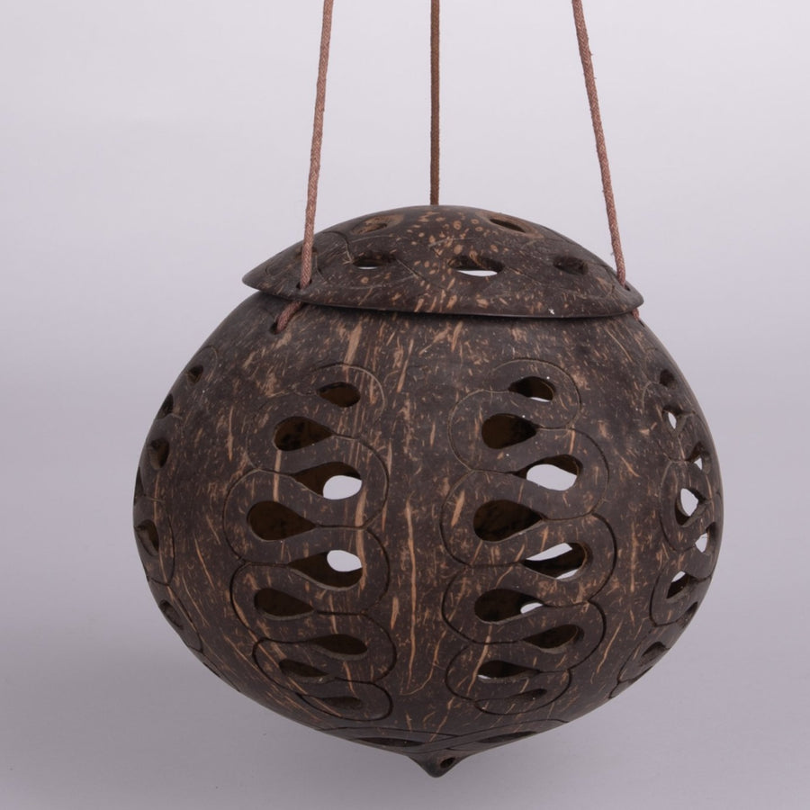 A Carved Hanging Coconut Vessel