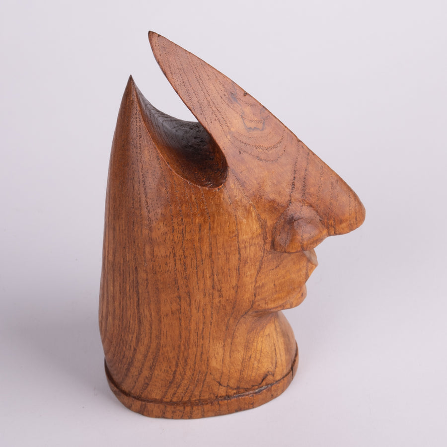 Carved Sculptural Face & Glasses Holder