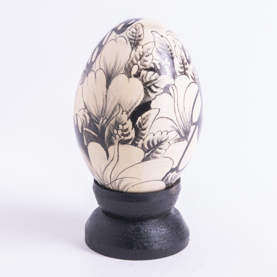 Exquisite Hand Painted Wooden Eggs in Black & Cream