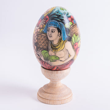 Exquisite Hand Painted Wooden Eggs of Balinese Market Scene