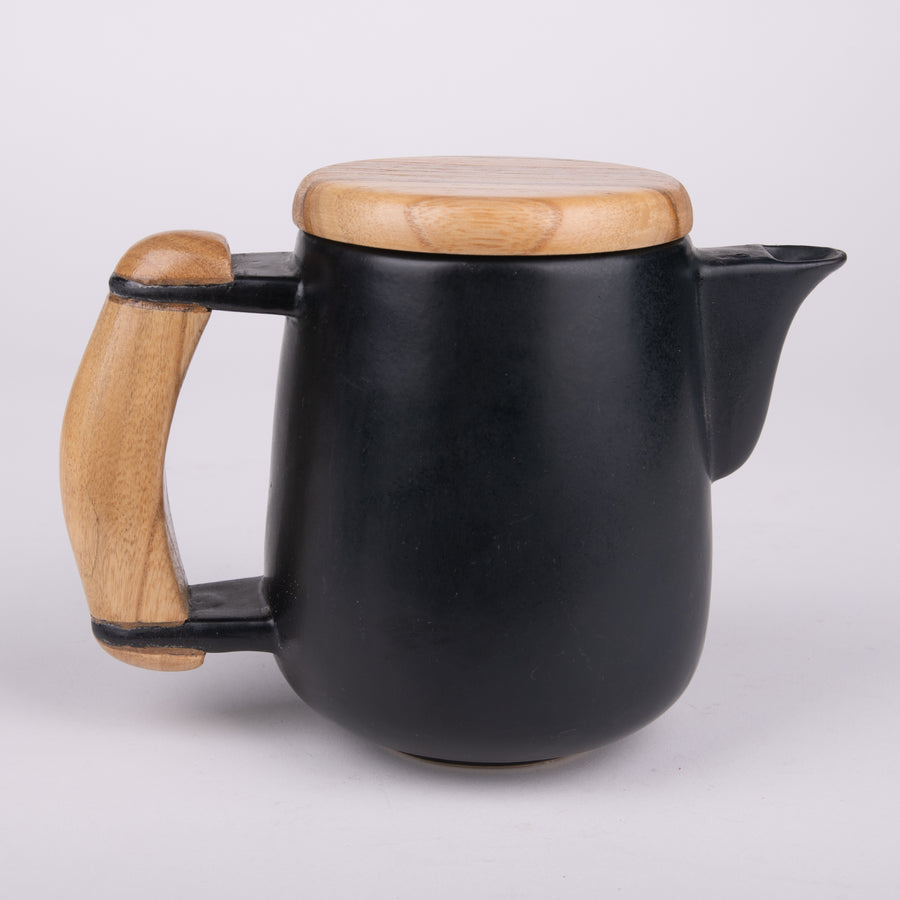 Wooden & Ceramic Modern Tea Set in Black