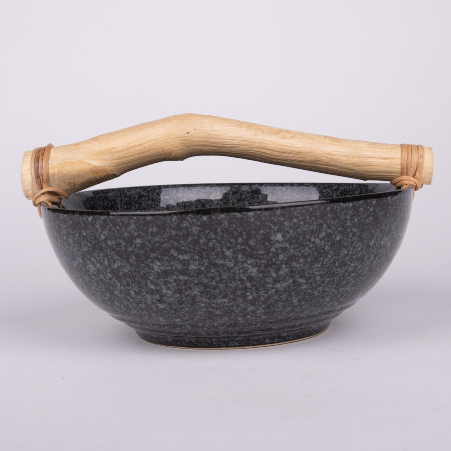 Organic & Ceramic Natural Wood Handled Bowl