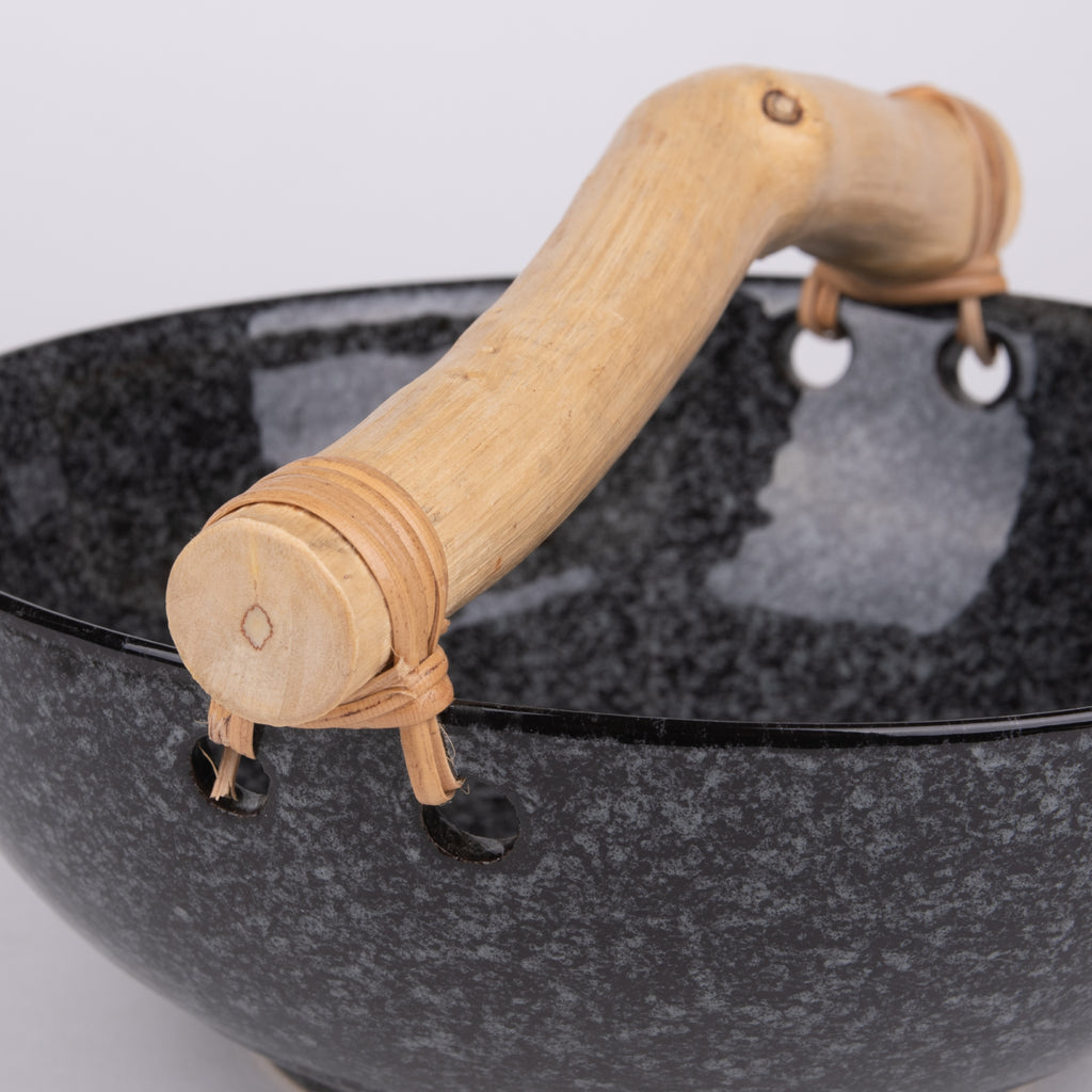 Organic & Ceramic Natural Wood Handled Bowl