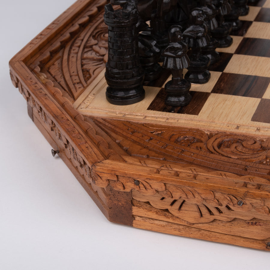 Hand Carved octagon Board and Court Style Chess Set – From Bali to Us