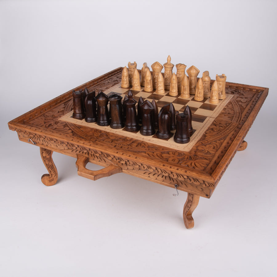 Artistic English Series Hand Carved Vintage Chess Pieces Only