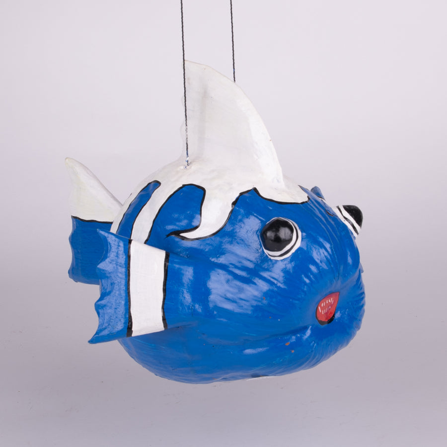 Silly Blue & White Hanging Coconut Fish