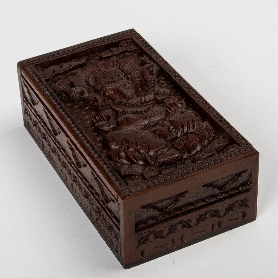 Hand Carved Ganesha Wooden Box