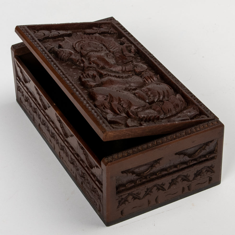 Hand Carved Ganesha Wooden Box