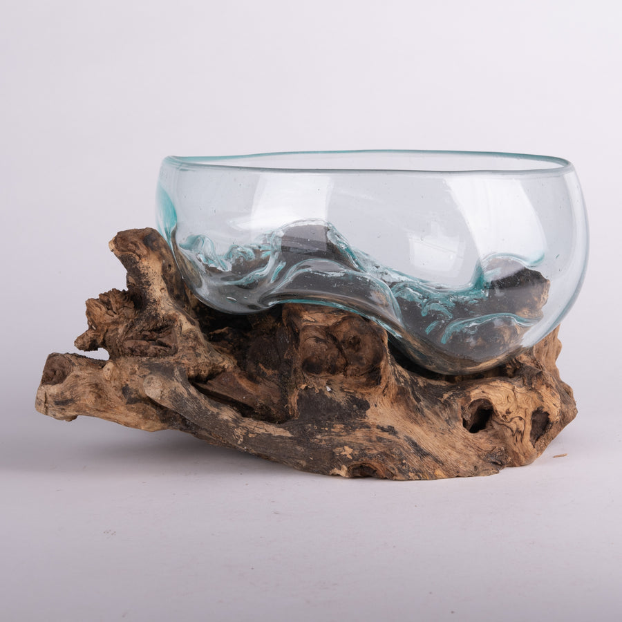 Melted Glass Bowl on Driftwood
