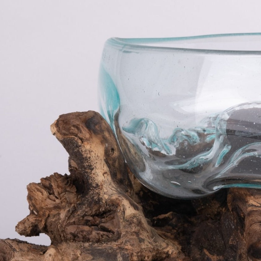 Melted Glass Bowl on Driftwood
