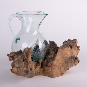 Melted Glass Pitcher on Driftwood