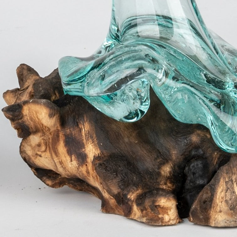 Melted Glass Vase on Driftwood