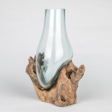 Melted Glass Carafe & Vase on Driftwood