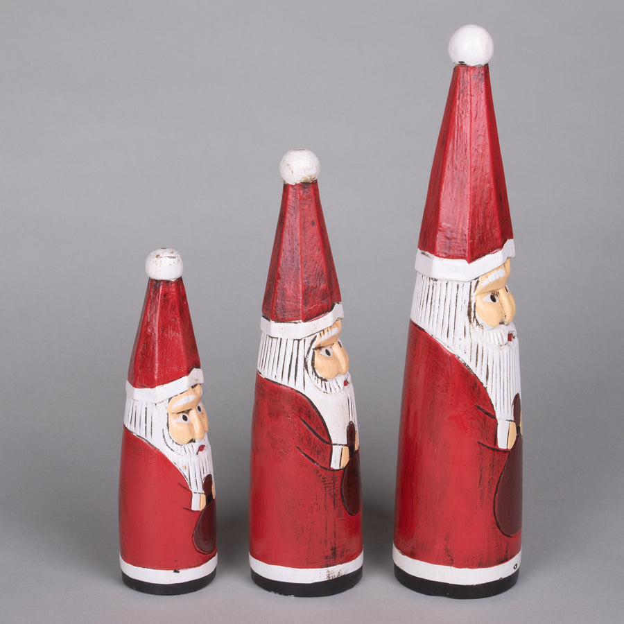 Hand Carved Wooden Santa Cone