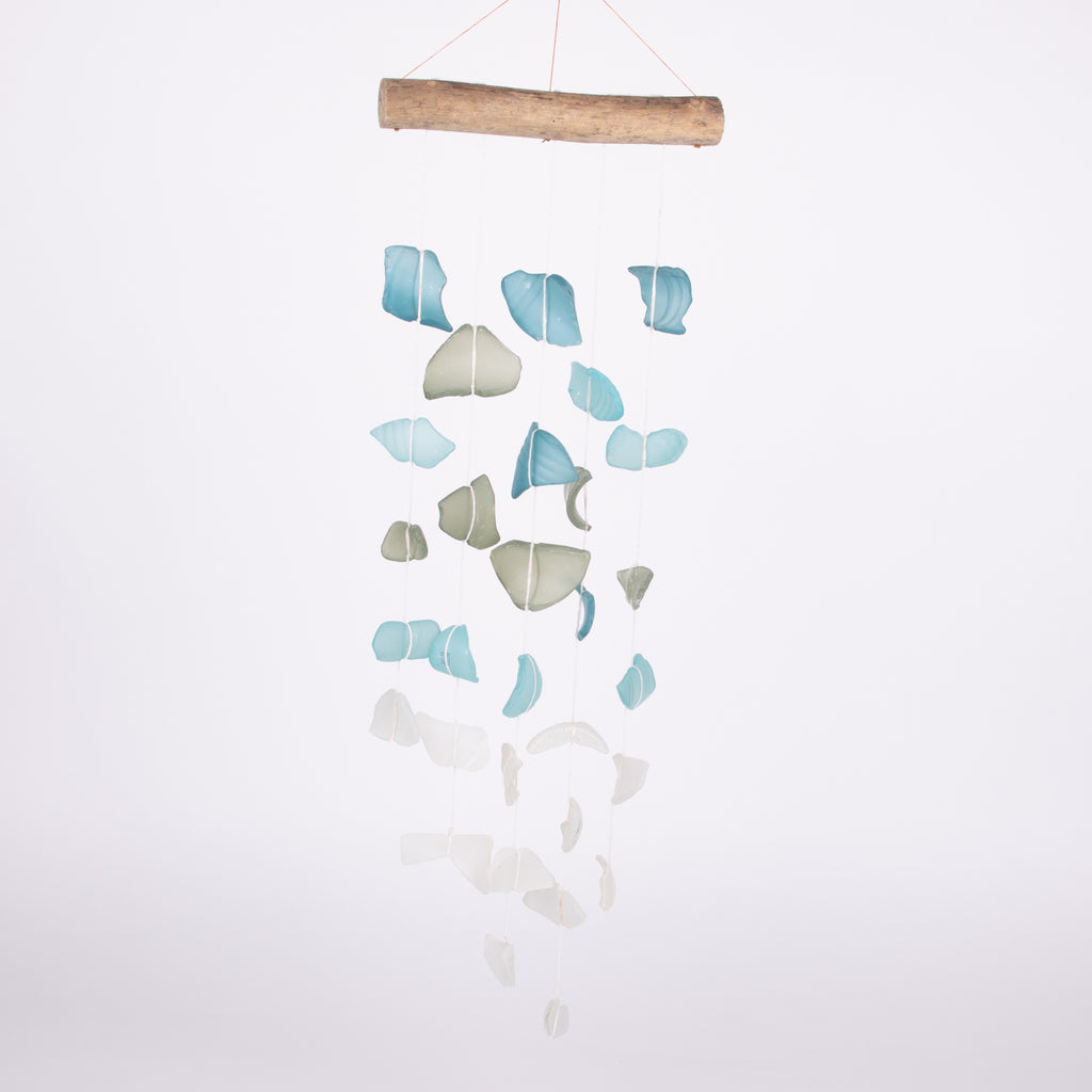 Sea Glass of Blues Waterfall Wind Chimes
