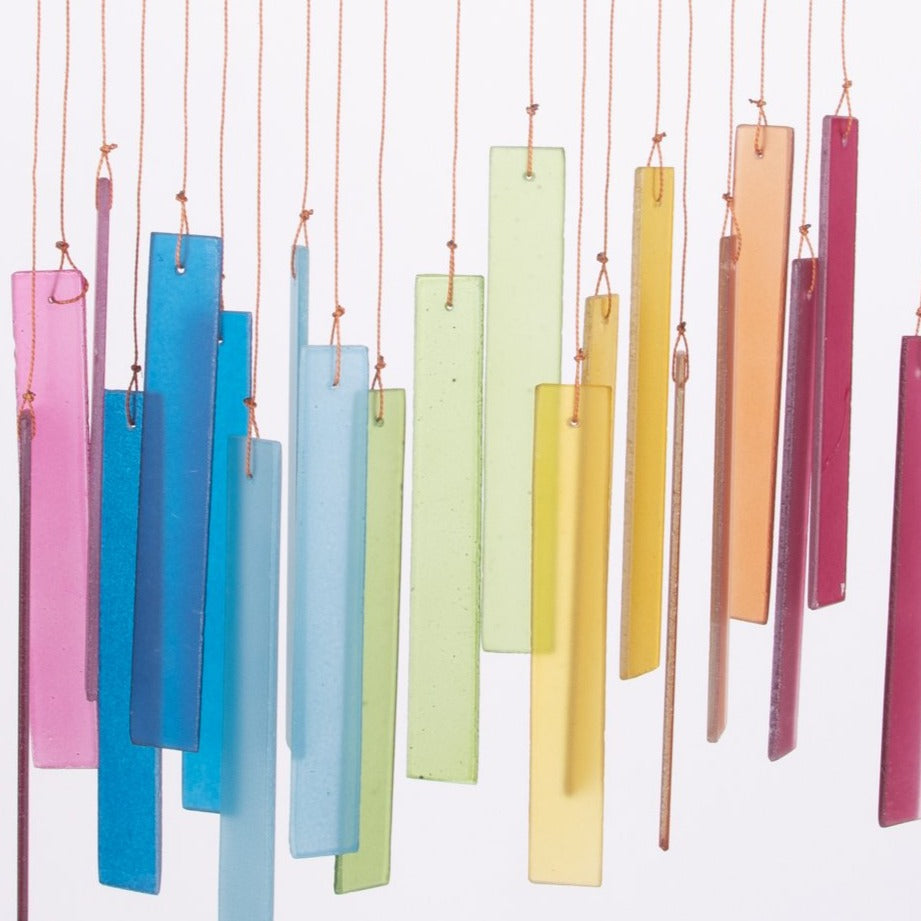 Rainbow Glass & Driftwood Wind Chimes