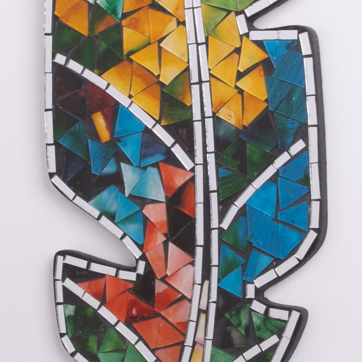 Floating Glass Mosaic Feather for Your Wall