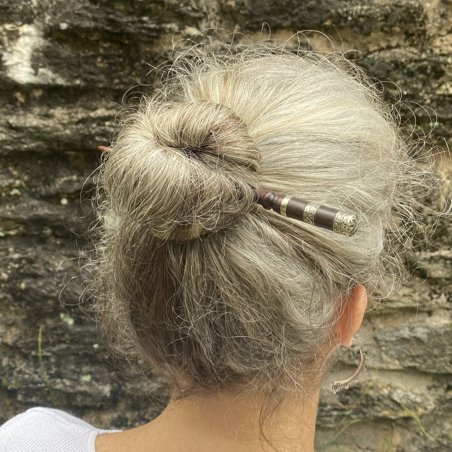 Hair Sticks with Silver Tipped Tops