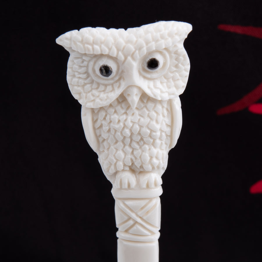 Front side of the Owl Hair Stick