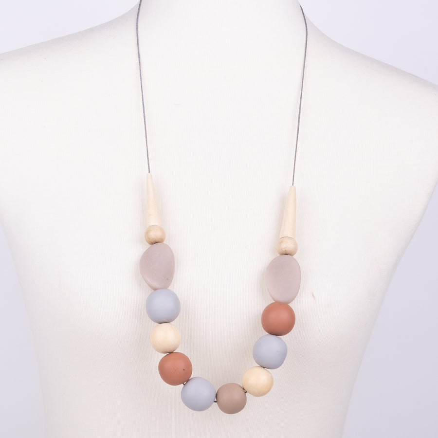 Adjustable Necklace of Soft Earthen Colored Resin Beads