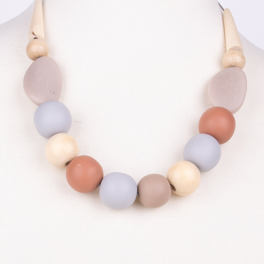 Adjustable Necklace of Soft Earthen Colored Resin Beads