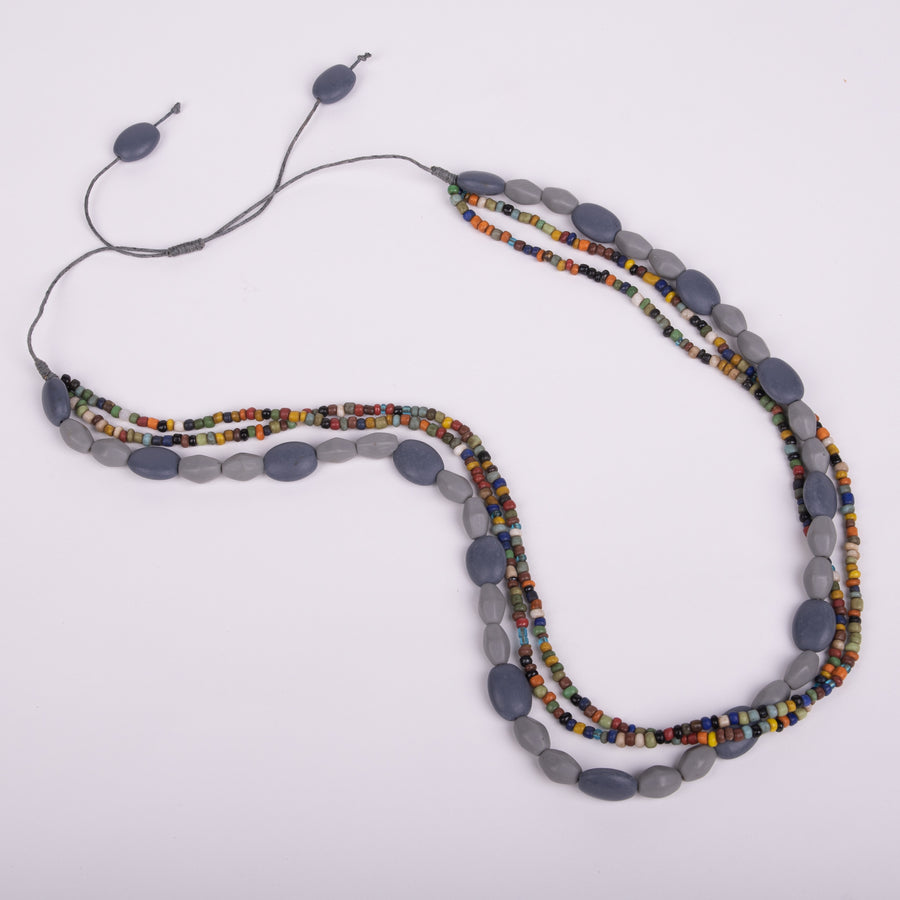 Multi-strand Resin & Seed Bead Necklace