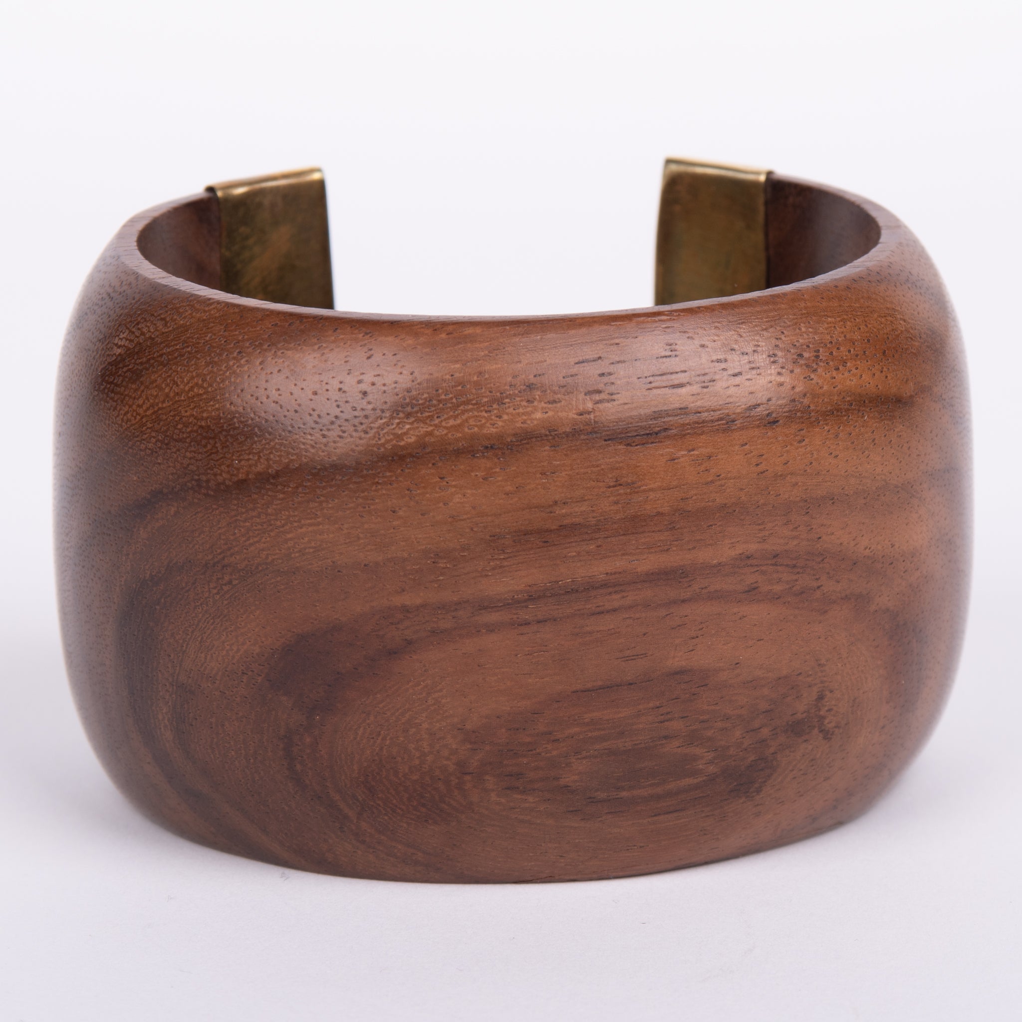 Polished Wood Cuff with Brass Accents – From Bali to Us