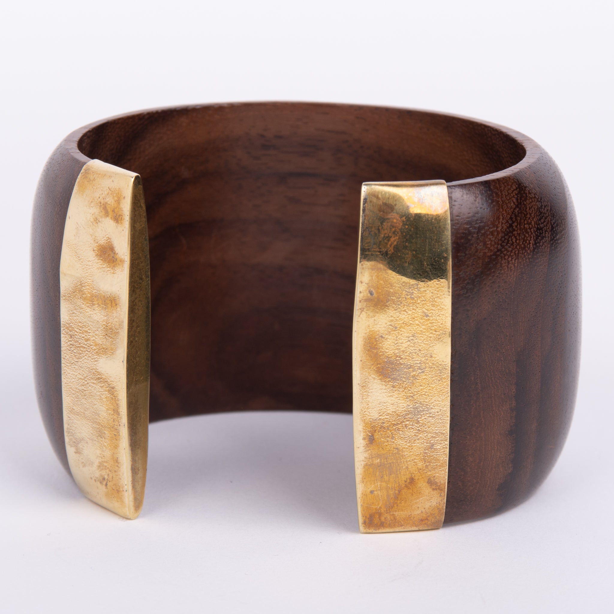 Polished Wood Cuff with Brass Accents – From Bali to Us