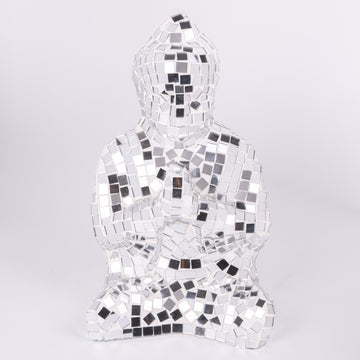 Mosaic Glass Buddha In Prayer Sculpture