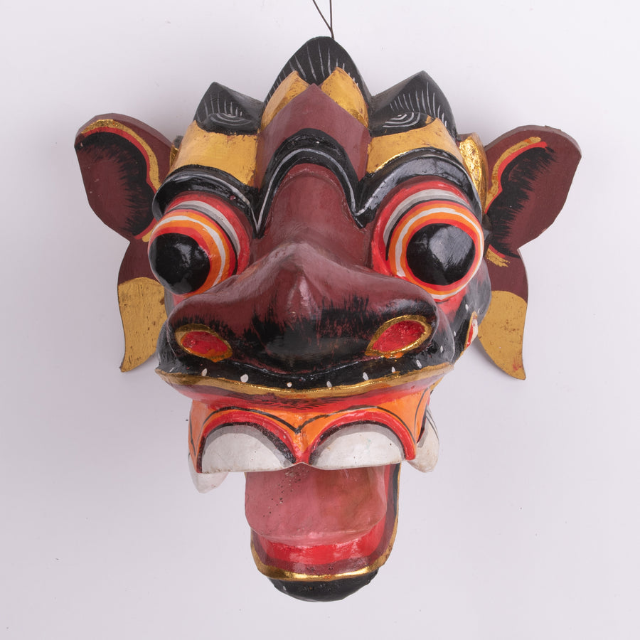 Carved Brown Barong Macan Wall Decor Mask