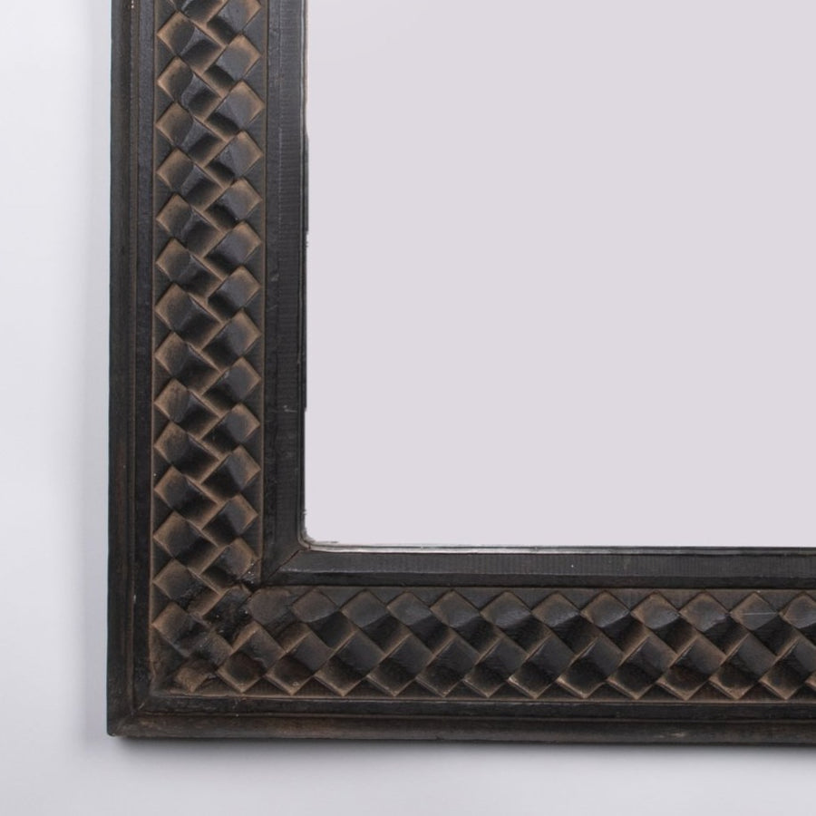 Large Hand Carved Woven Wood Mirror