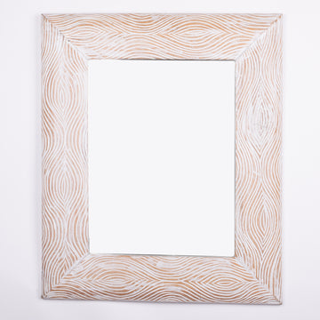 Modern Carved White Washed Mirror