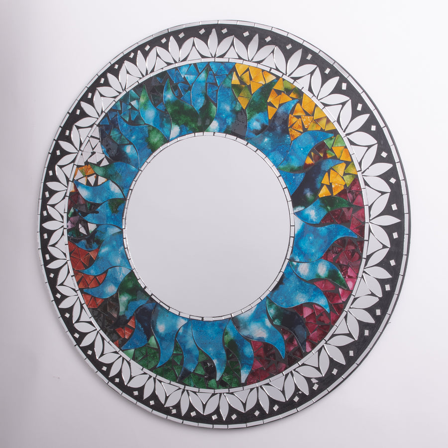 Round Mosaic Sun Burst Mirror Large