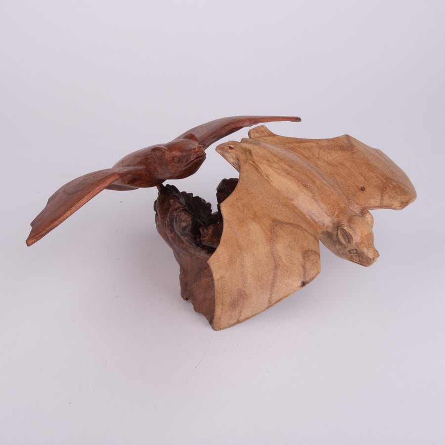 Parasite Wood Carving of Bats in Flight