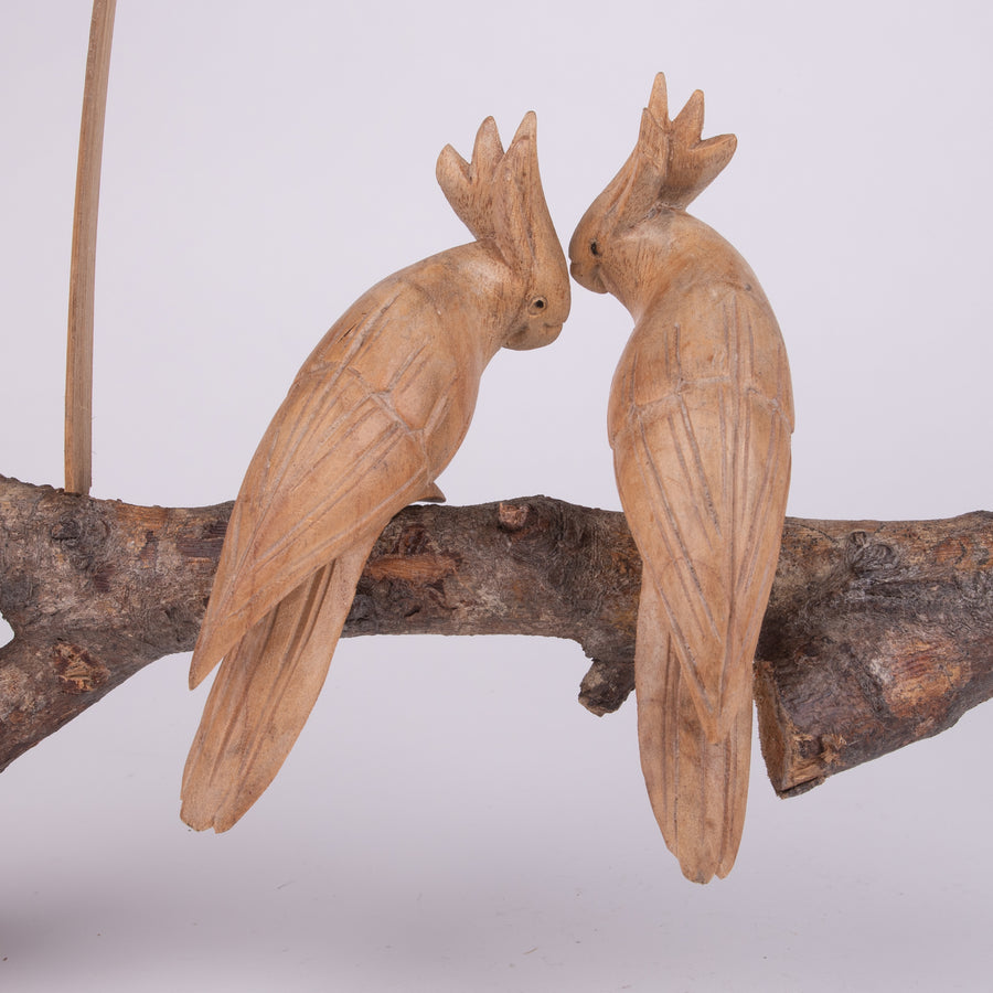 Parasite Wood Carving Cockatoo Birds on a Swing
