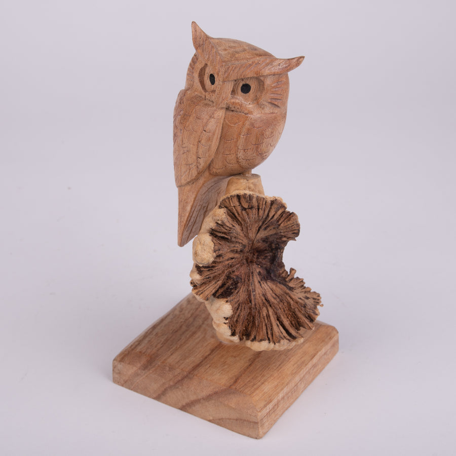 Parasite Wood Perched Owl Carving