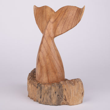 A Whales Tail Wooden Carving
