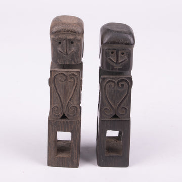 Primitive Carved Couple with Shields of Love