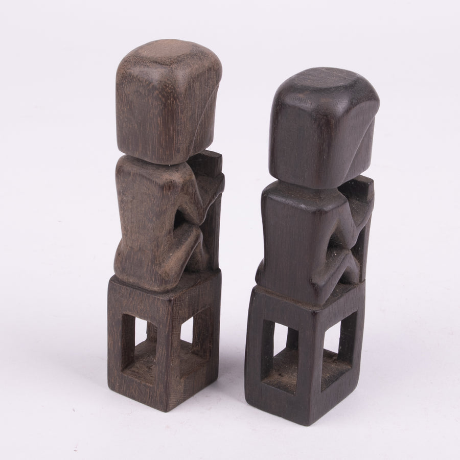 Primitive Carved Couple with Shields of Love