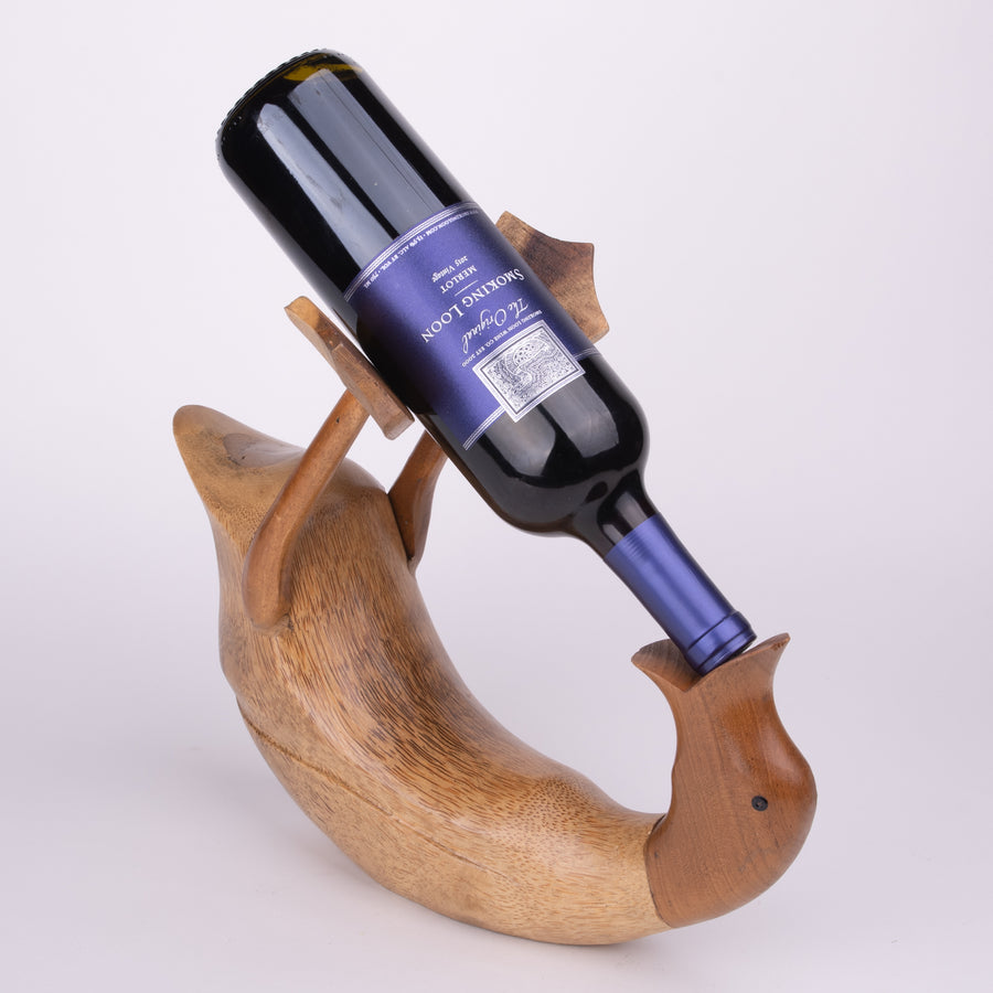 Carved Wooden Duck Wine Holder