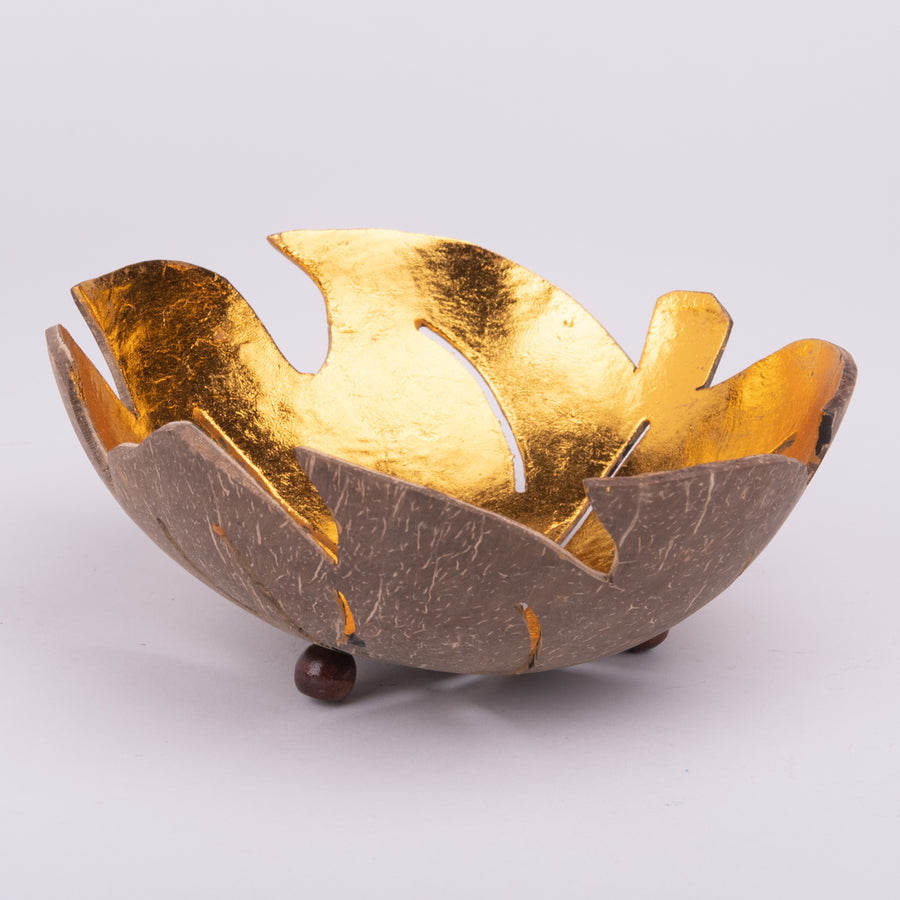 Golden Leaf Decorative Cut Bowl
