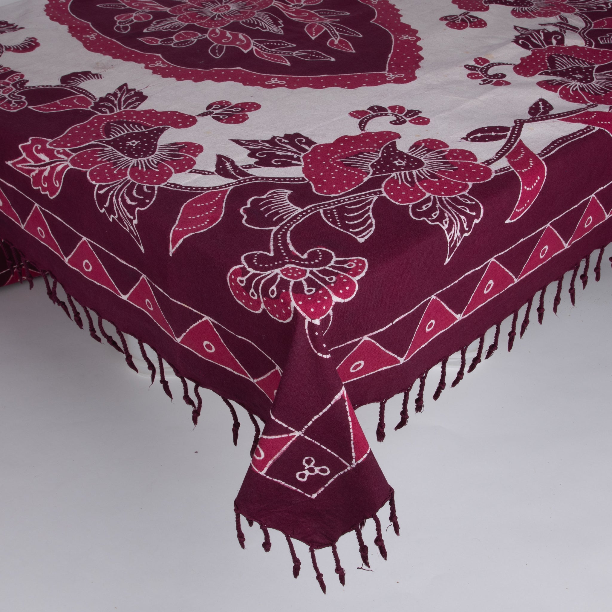 Batik Tablecloth Rectangle Maroon & White – From Bali to Us