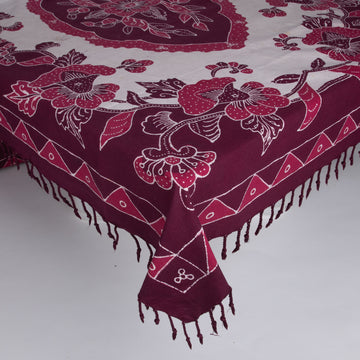 Batik Tablecloth Rectangle Maroon & White