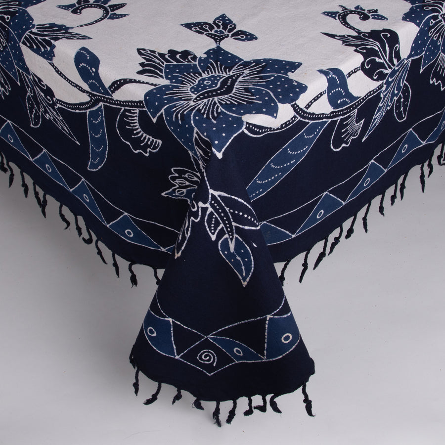 Square Batik Tablecloth - Navy, Indigo & Cream