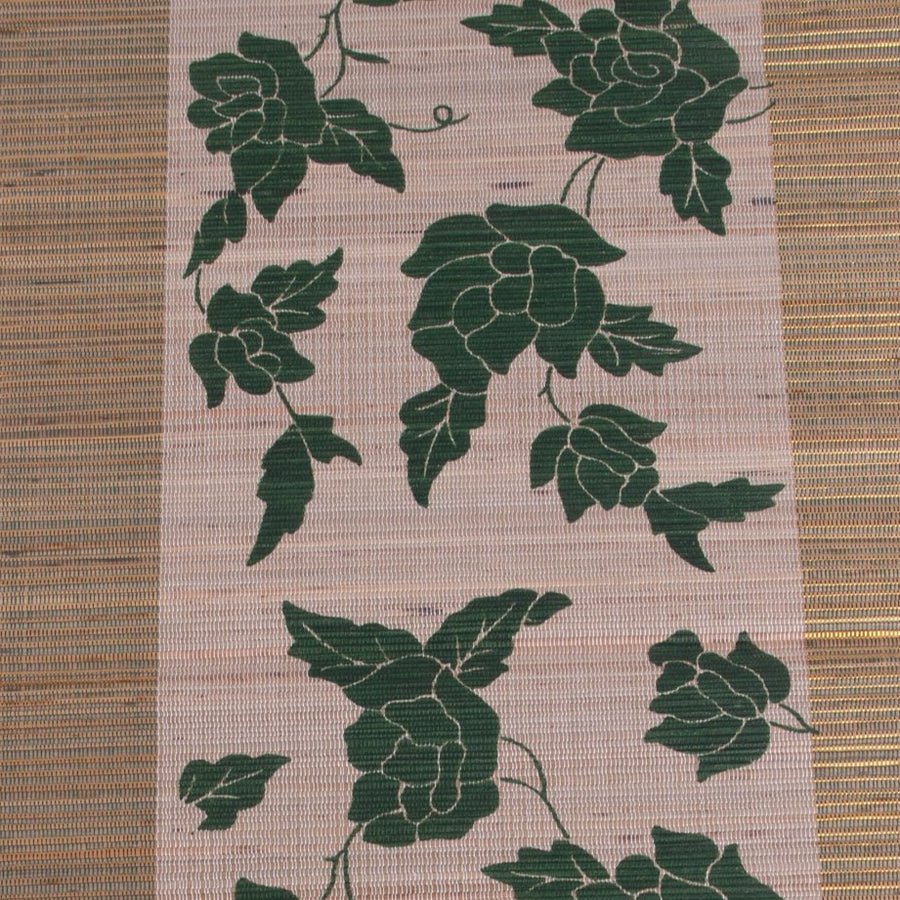 Woven Table Runner with Gold and Green Floral Accent