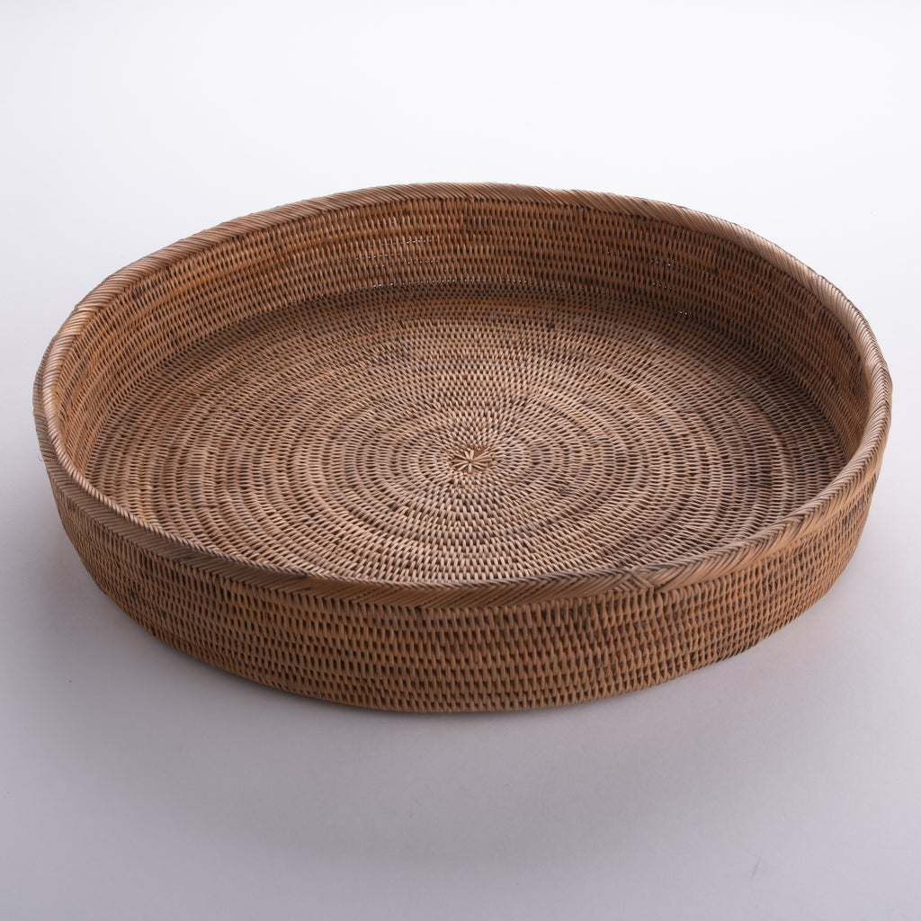 Circular Tray Handwoven Rattan Spiral - Larger