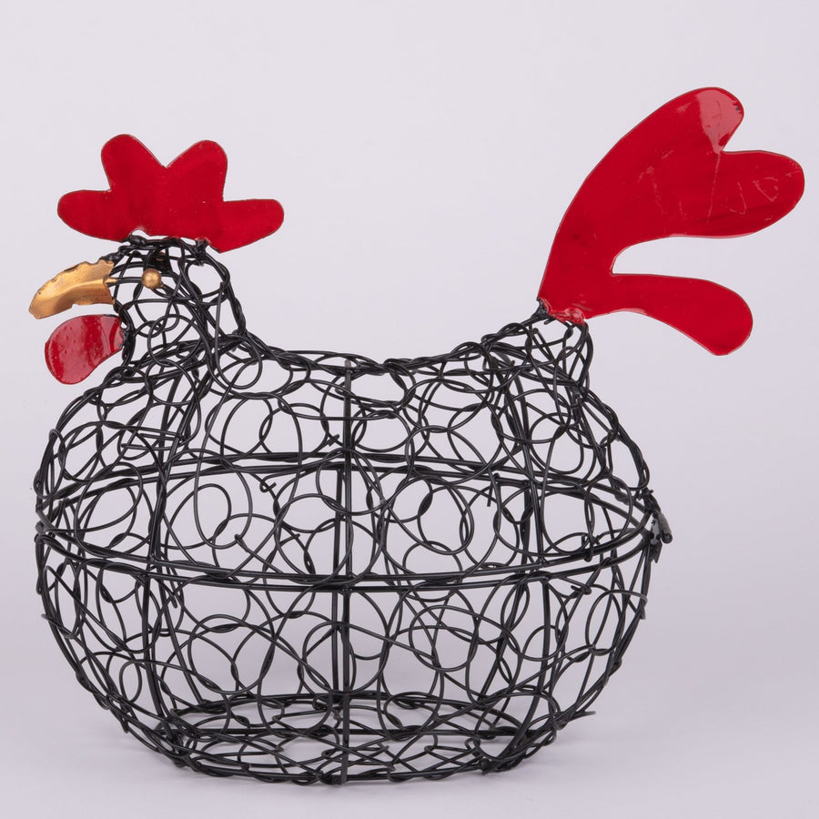 Wired Chicken Sculpture & Egg Basket - Opens & Closes! – From Bali
