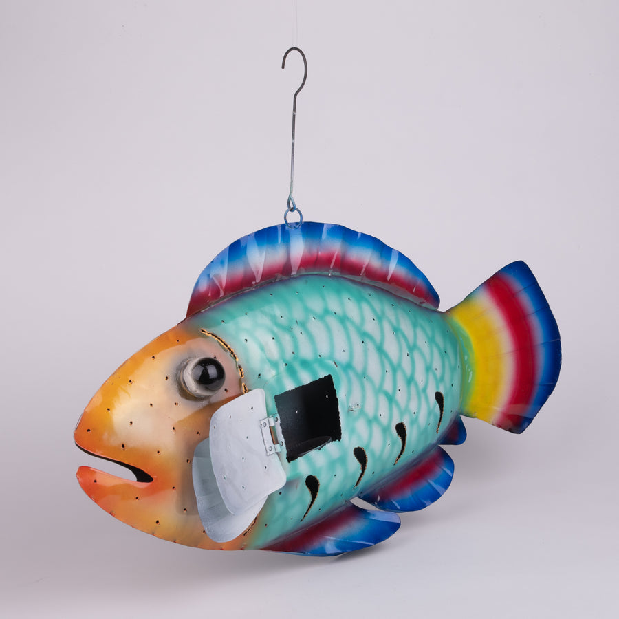 Hanging Colorful Metal Fish Sconce & Sculpture